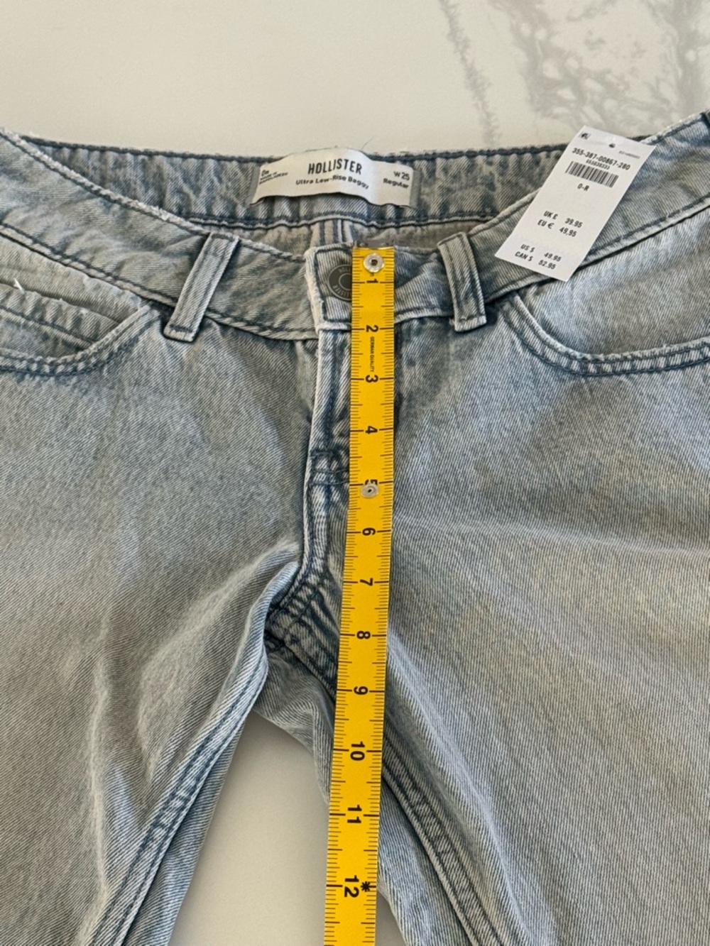 Hollister Ultra Low Rise Light Wash Baggy Jeans Size 0/1 or 25W NEW - Picture 4 of 8